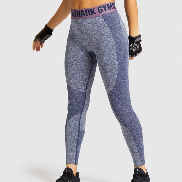 Gym shark Flex Leggings Size Small S Navy Marl Mallow Purple Mid Rise Contour - Picture 8 of 8